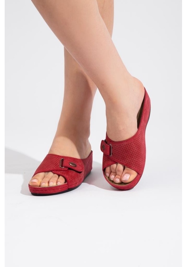 Resim Roy Jones Kadın Ortopedik Konfor Modeli Günlük Yumuşak Anatomik Tabanlı Terlik Kırmızı 