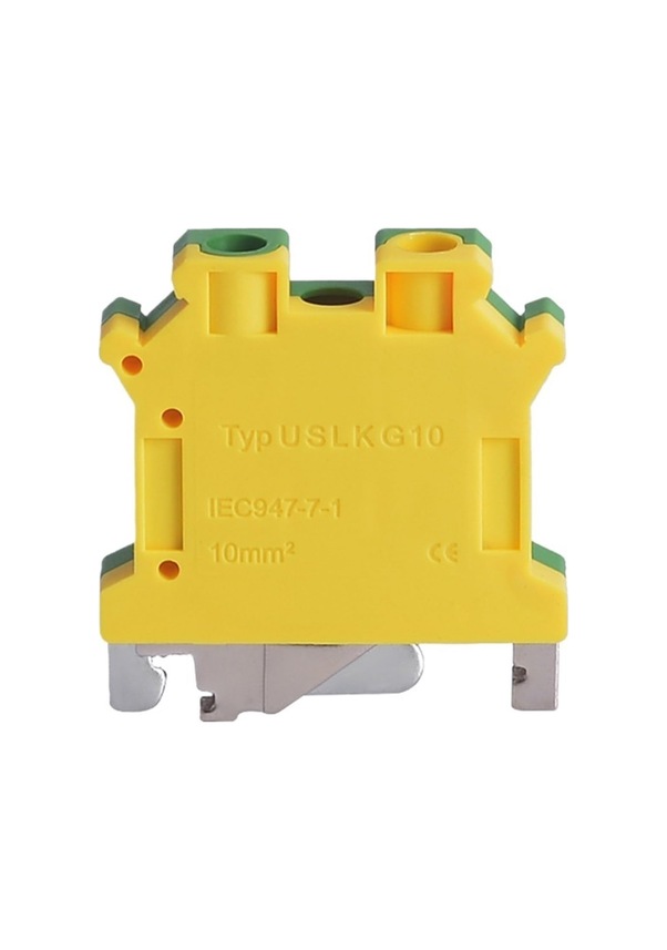 Resim İki Renkli Voltaj Sarı-yeşil Zemin Terminal Terminal Terminal Uslkg35 Rail Tipi Uslkg İki Renkli Zemin Terminali 10 Adet 