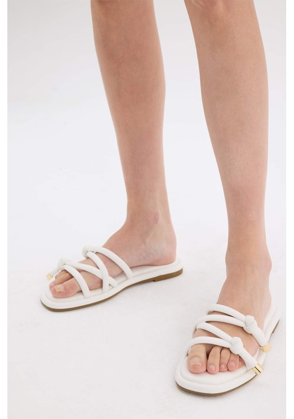 Resim DeFacto Kadın Düz Taban Suni Deri Terlik D8980AX25SMWT46 Beyaz 