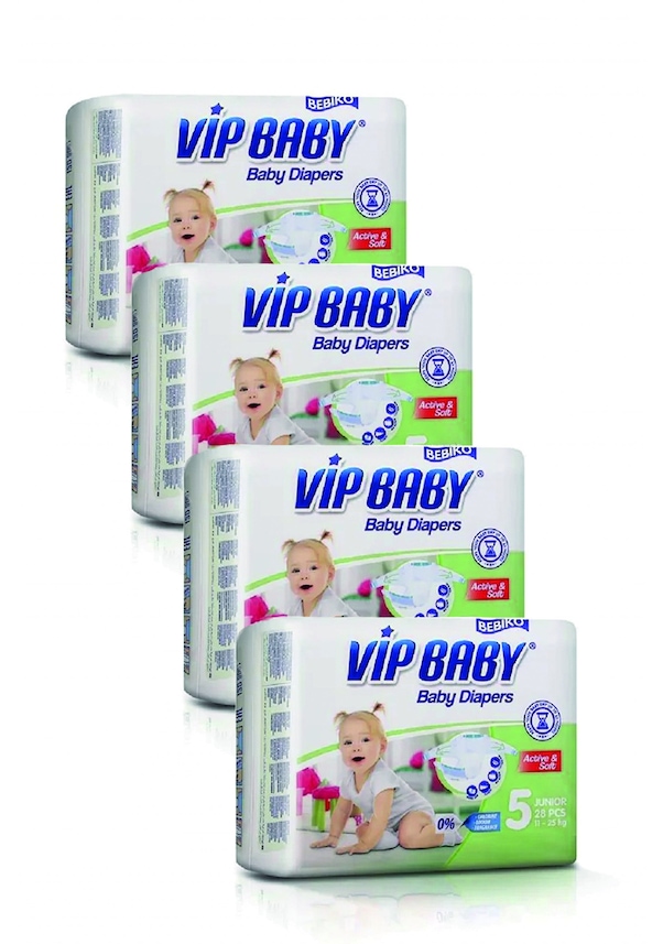 Bebiko Vip Baby Bebek Bezi 5 Numara Junior Aylık Paket 4 x 28 Adet Set