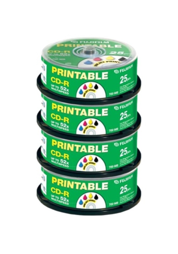 Fujifilm Cd-R 52X Inkjet Printable 700Mb 25'Li 4 Adet (100 Cd ...