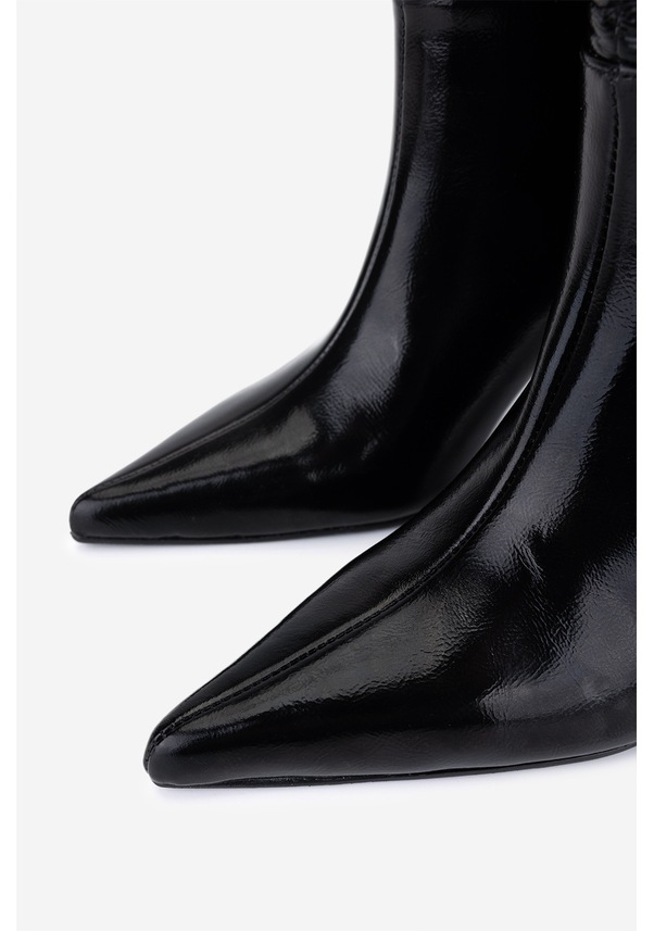 Resim Valmenti Kadın Hakiki Deri Siyah Kırışık Rugan Topuklu Bot 1074 561 Bn Bot Sk25-26 Sıyah Krsk Rgn Siyah-rugan 