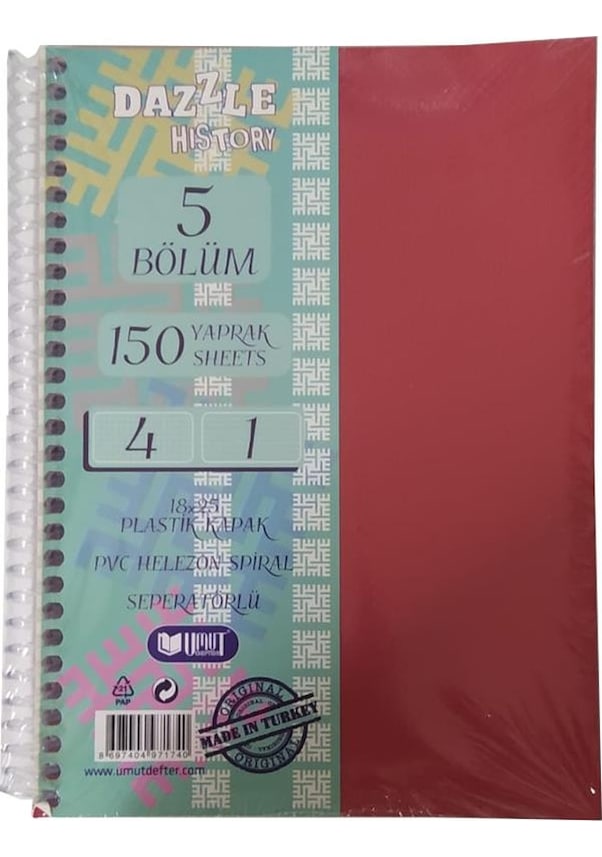 ÇINAR İDEA 4+1 5 KONULU 17X24 150 YAPRAK AYRAÇLI DEFTER