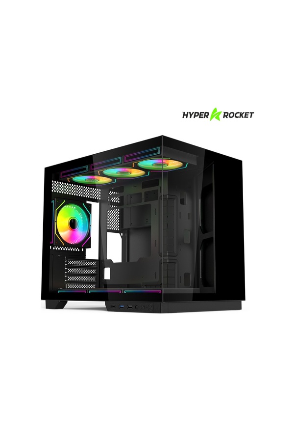 Resim Hyper Rocket V332 Blk Micro-atx Gaming Siyah Oyuncu Kasası + 650w Psu 