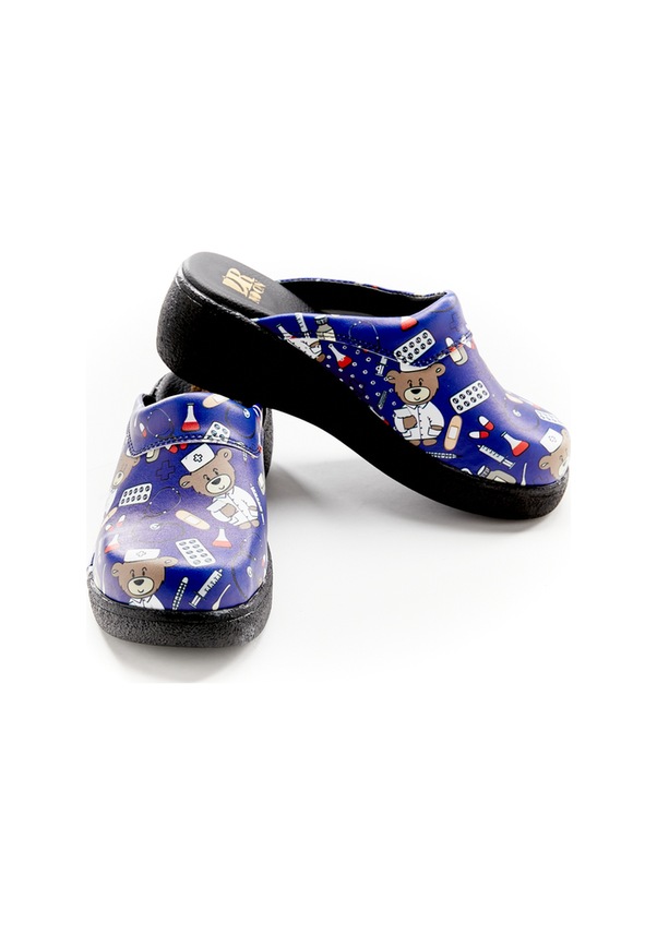 Resim Ayıcık Desenli Dolgu Taban Hakiki Deri Bayan Sabo Terlik Lacivert 