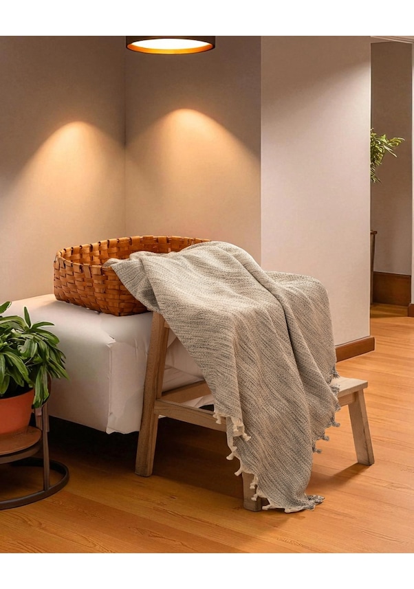 Resim Doğal Pamuk , Yumuşak , Çok Amaçlı Örtü , Koltuk Örtüsü , Battal Boy Pike 240 X 260 Cm - 1 - Kırçıllı Natural Çok Renkli 