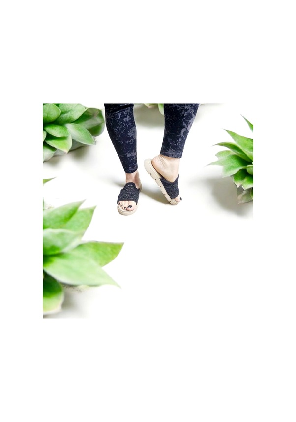 Resim Kadın Güpür Kumaş Esnek Rahat Kalıp Ev Ve Dışarı Terliği Siyah 