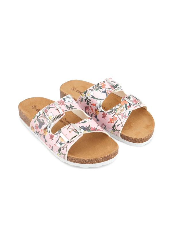 Resim Gezer Suni Deri Mantarlı Pvc Rahat Taban Ayarlanabilir Tokalı Kadın Günlük Terlik Beyaz 