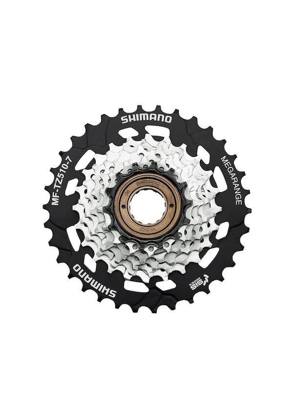 Couronne à Vis SHIMANO MF-TZ510 7 Vitesses – 14-34T, Couleur Marron/Noir, Avec Disque De Protection, Unisexe Adulte