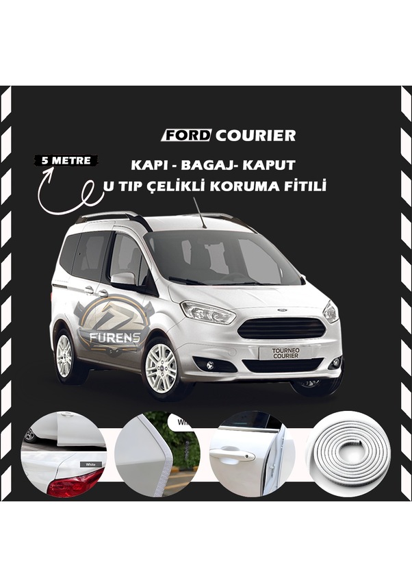 Ford Courier Oto Araç Kapı Koruma Fitili 5metre Parlak Beyaz Renk