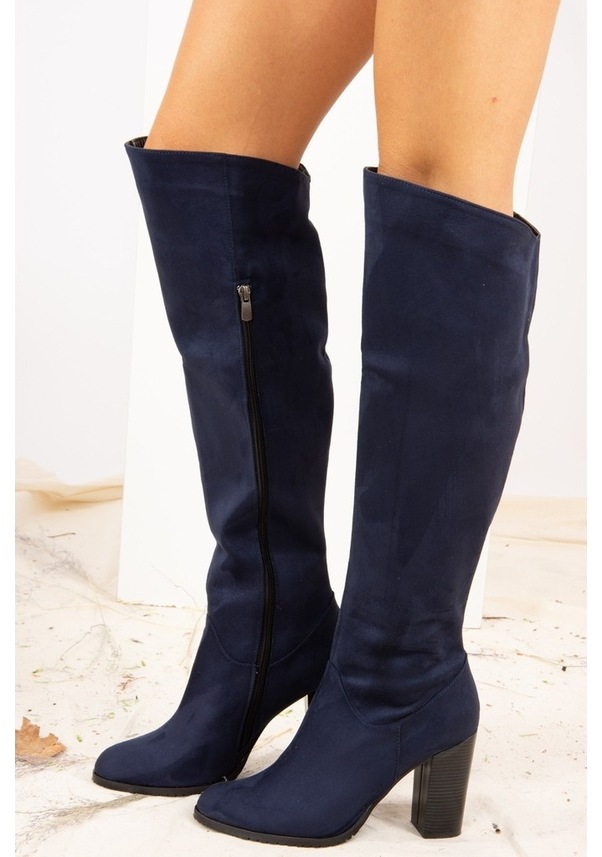 Resim Fox Shoes Lacivert Süet Kadın Çizme A654018002 