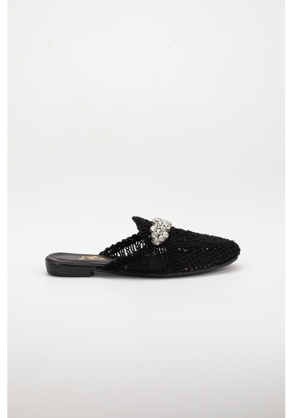 Resim Örme Taşlı Siyah Kadın Terlik-2444-sıyah Siyah 