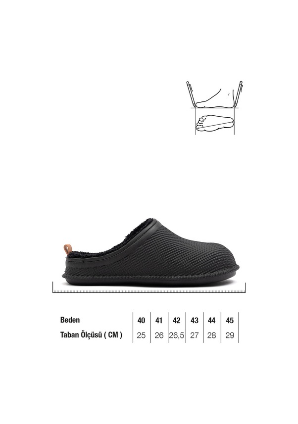 Resim Gezer 12464 Eva İçi Kürklü Islak Zemin Erkek Kışlık Ev Bahçe Sokak İş Terliği Siyah 