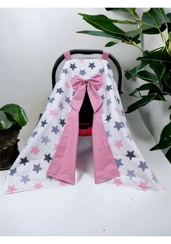 Rosemilla Yıldız Desenli Pudra Pembe-Beyaz Çift Kat Puset Örtüsü Rosemilla Yıldız Desenli Pudra Pembe-Beyaz Çift Kat Puset Örtüsü
