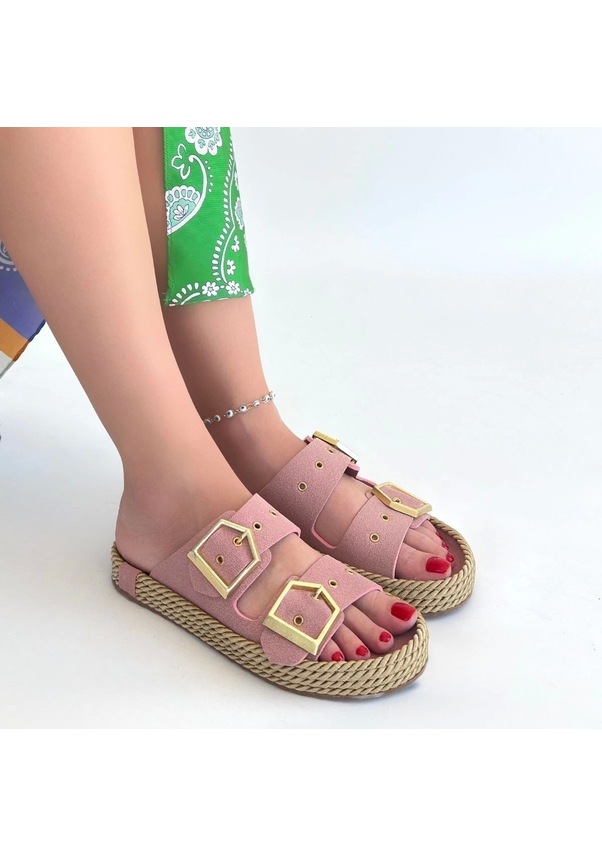 Resim İces Pudra Nubuk Terlik Çok Renkli 