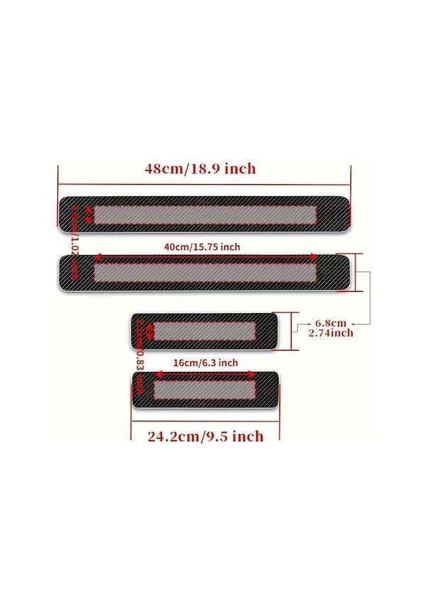 Resim Globalbloom Ffa800 Classic Muchkey Karbon Fiber Eşik Koruyucu 4lü Pak Çizilmeye Dayanıklı Universal Otomobil Sedan Suv 