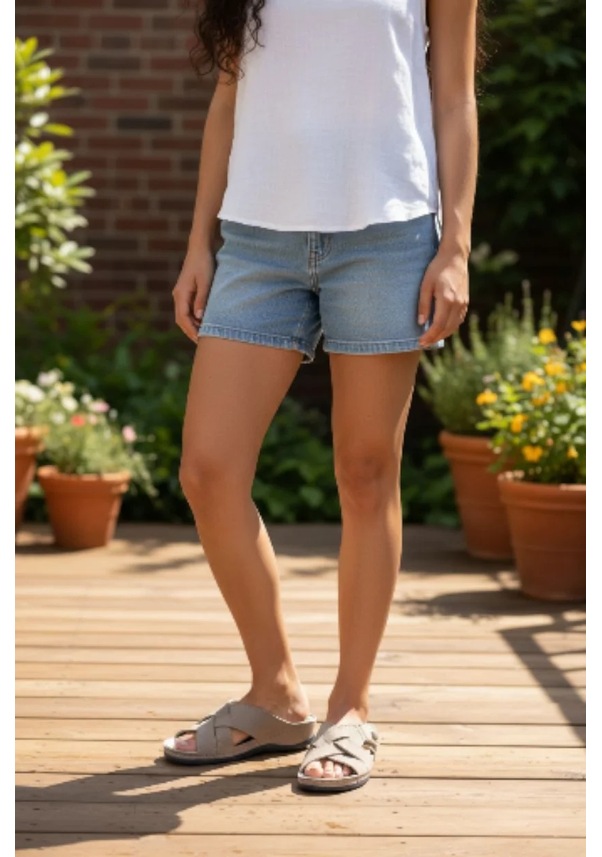 Resim Gerçek Deri Çapraz Bant Cırtlı Ayarlanabilir Ev Ve Dışarı Terliği Krem 