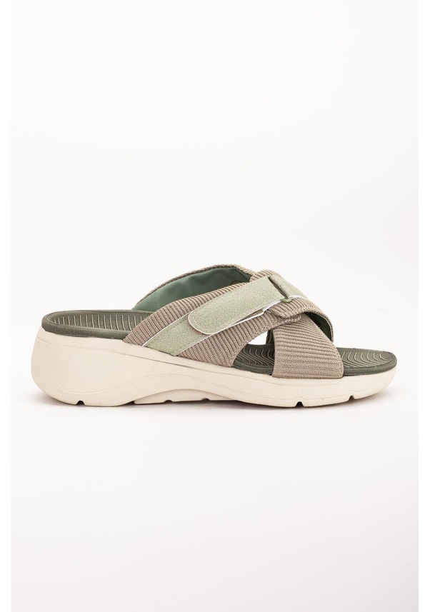 Resim Keten Malzeme Faylon Haki Kadın Dolgu Taban Terlik-3107-haki Haki 