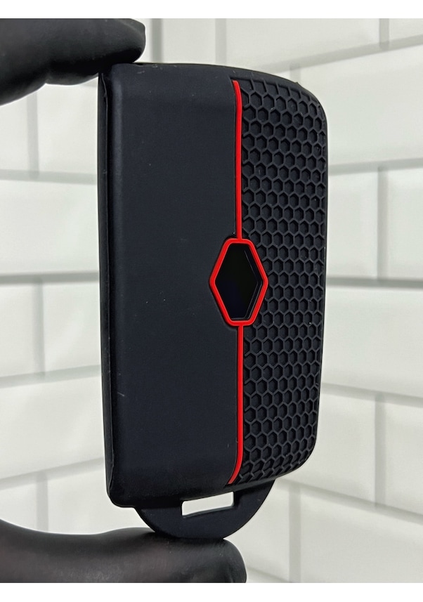 Resim Renault Austral Megane E-tech Clio 5 Megane 4 Captur Kadjar Petek Desenli Anahtar Kılıfı Kırmızı 