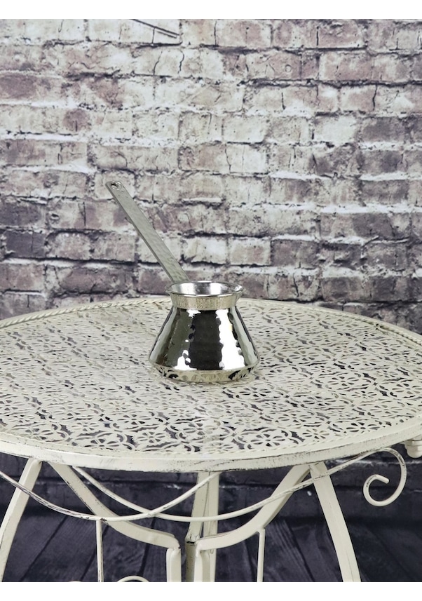 Resim Kalın Bakır Sap Dövme Topak Bakır Cezve 3 Fincanlık 