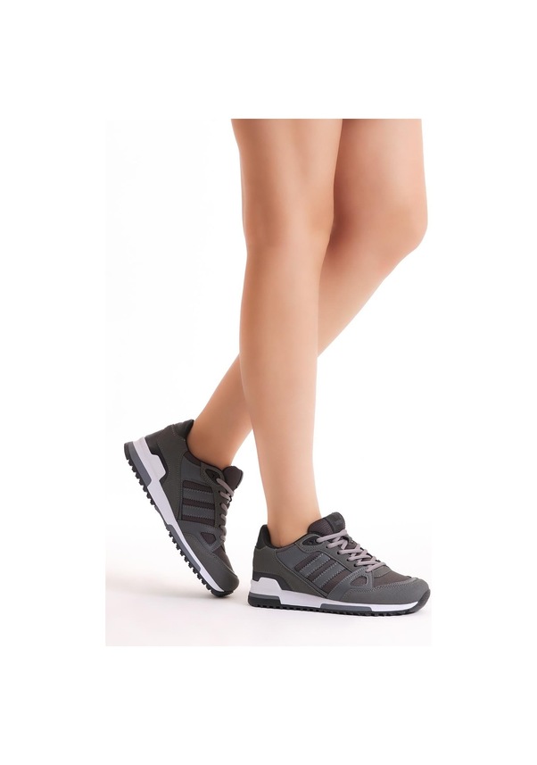 Resim Termo Taban Şeritli Bağcıklı Unisex Füme Spor Ayakkabı Tb282-0 Füme 