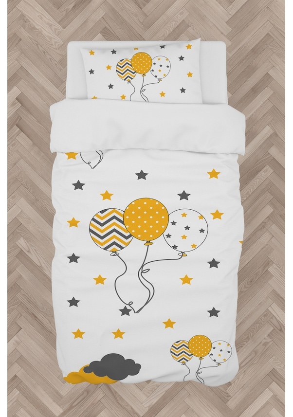 Resim Mekta Home Bebek Ve Çocuk Odası Üç Balonlu Seksek Desenli Nevresim Takımı 