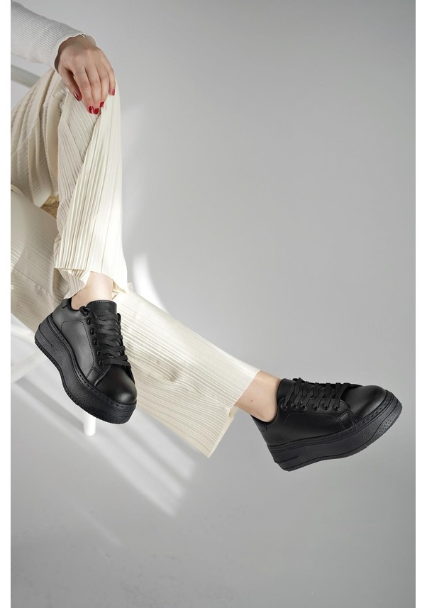 Resim Muggo Samba Garantili Kadın Günlük Yüksek Taban Bağcıklı Sneaker Spor Ayakkabı 001 