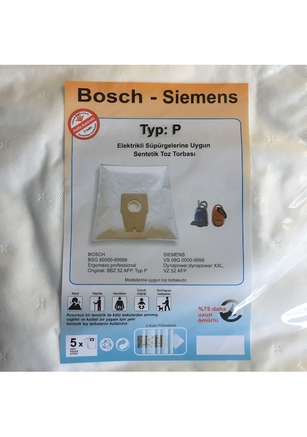 PakTrade Set 30 Sacchetti per Aspirapolvere + 30 Profumi + 3 Filtri per Siemens Typ P, VS 08 G 0000... 9999 Serie, Series - Dynapower, VS 08 G 0000... 9999 Serie, Series - Dynapower XXL