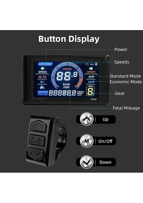 E-bike 24V-72V S966 Colorful LCD Display Control Panel Meter with NFC Card - US E-bike 24V-72V S966 Colorful LCD Display Control Panel Meter with NFC Card - US