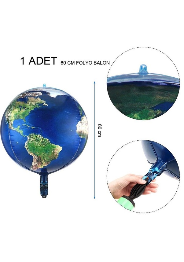 Earth Map World Map Dünya Haritası 4d Boyutlu Folyo Balon 60 Cm 1 Adet ...