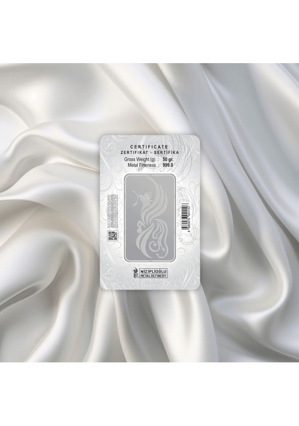 Resim 50 Gr Nizipli Gümüş Külçe 