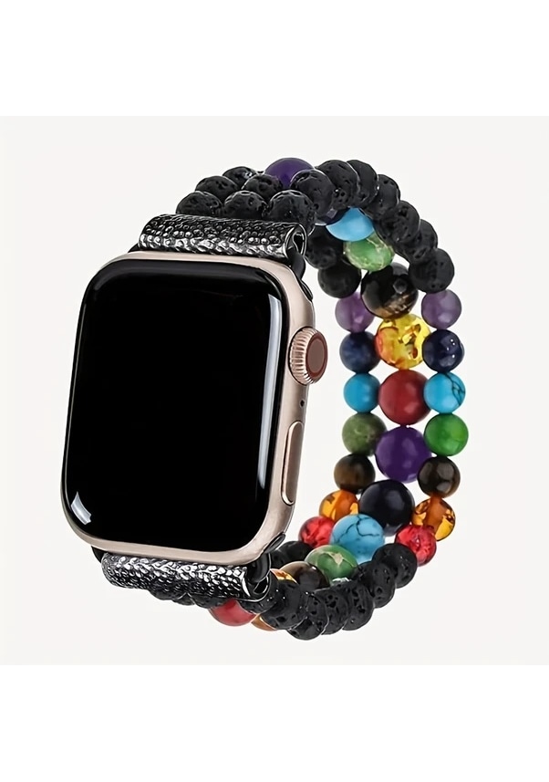 Resim Gaojunshop01 Siyah 40mm 41mm 42mm 44mm 45mm 49mm Apple Uyumlu Bohem Bileklik Kadın El Yapımı 