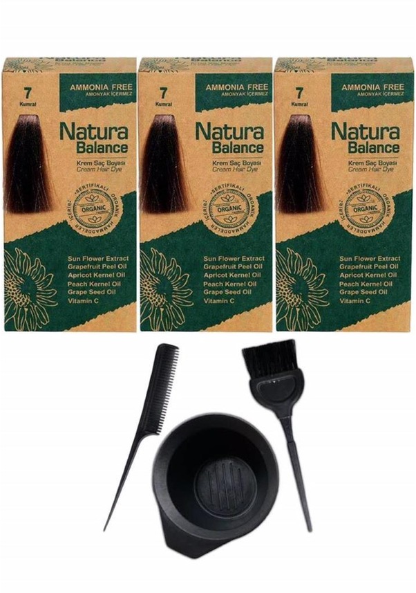 Natura Balance Saç Boyası 7 Kumral 3 Adet+Saç Boyama Seti Fiyatları ve  Özellikleri