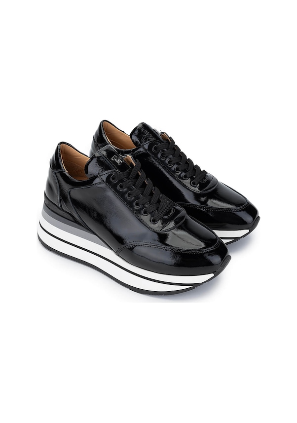 Resim Tamer Tanca Kadın Hakiki Deri Siyah Rugan Sneakers & Spor Ayakkabı 923 1200 Bn Ayk Y25 Sıyah Rgn Siyah 