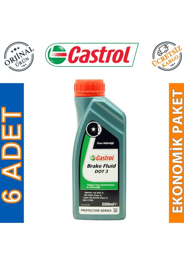 Castrol Brake Fluid Dot 3 500 Ml Fren Hidrolik Sıvısı 6 Adet Fiyatları