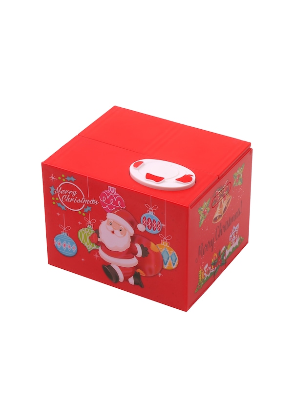 Resim Hombey Kırmızı Santa Para Kazanma Kutusu - Müzik Çalar, Her Türlü Bozukluğu Toplar, Eğlenceli Tasarım Pil Dahil Değil Kırmızı 