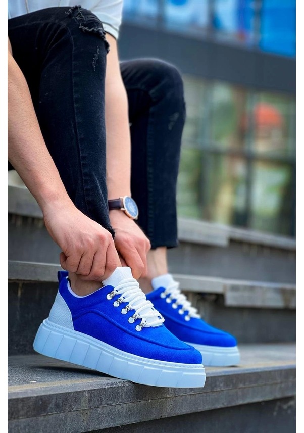 Resim Tb-x10 Terzi Bey Sax Süet Beyaz Yüksek Taban Günlük Spor Ayakkabı Mavi 