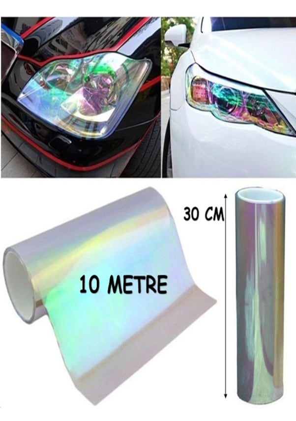 Resim Far Stop Filmi Far Folyosu Bukalemun Renk Far Çizik Koruma Folyosu 30 Cm X 10 Metre 