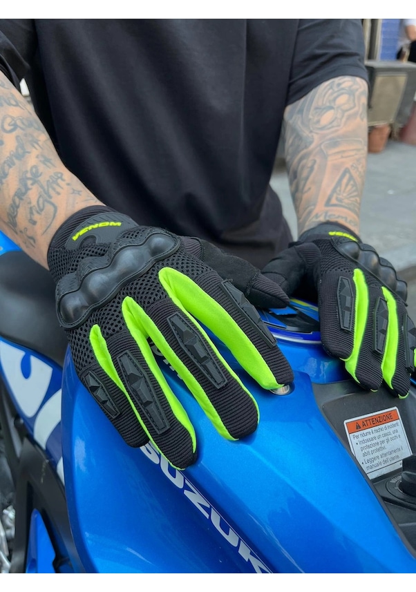 Resim Vn 920 Siyah-sarı Yazlık Motosiklet Eldiveni 