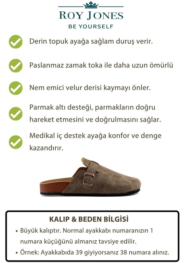 Resim Kadın Ortopedik Yumuşak Tabanlı Terlik Önü Kapalı Paslanmaz Tokalı Kaymaz Sabo Ev Dışarı Terliği Vizon 