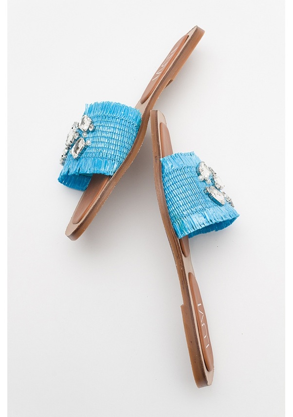 Resim Luvishoes Norve Bebe Mavi Hasır Taşlı Kadın Terlik Bebe Mavi 