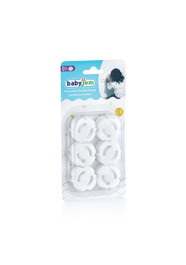 Babyjem Topraklı Priz Kapağı Beyaz 6 Adet