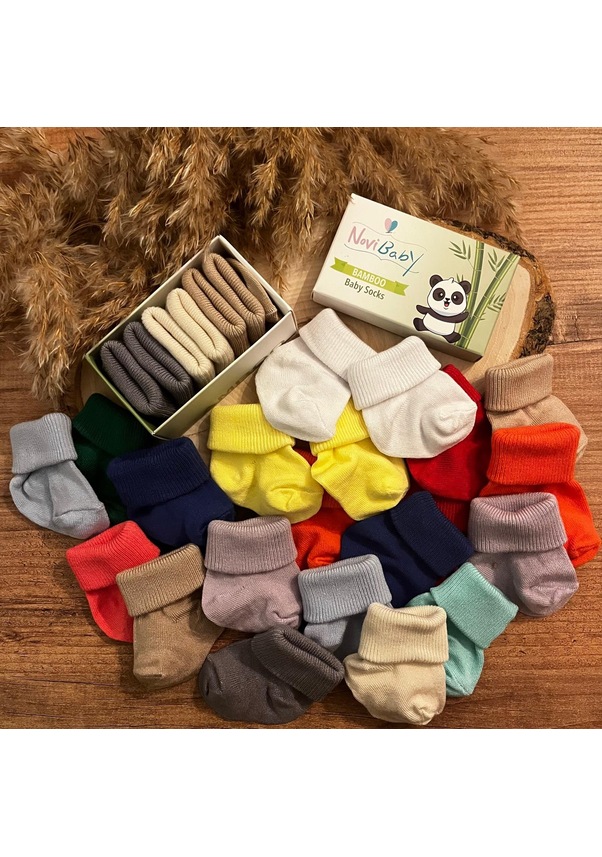 Novibaby 3'lü Bambu Yenidoğan Bebek Çorabı I Lemon I 0-6 ay GU8408