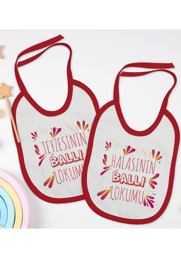 BK Kids Teyze ve Hala Tasarımlı 2’li Kırmızı Mama Önlüğü-1 BK Kids Teyze ve Hala Tasarımlı 2’li Kırmızı Mama Önlüğü-1