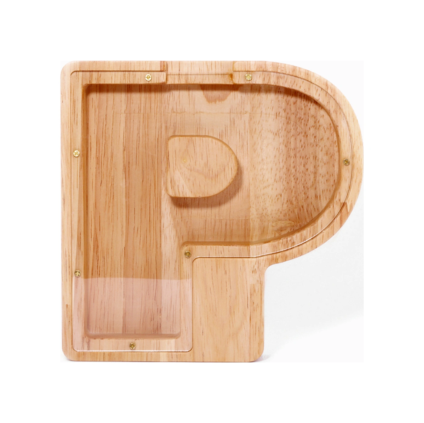 Resim Xindoker Ahşap Ve Akrilik Harf Tasarım Para Kazancı Kutusu, Çocuklar İçin Transparan Tasarım, İsim Sticker'larıyla Zenginleştirilmiş P 