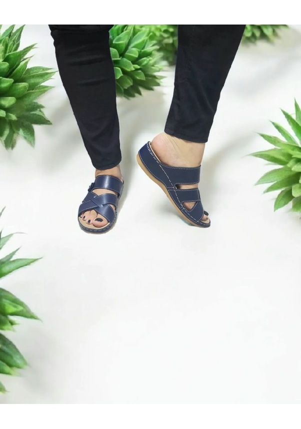 Resim Kadın Topuk Dikeni Jelli Ev Dışarı Terlik Lacivert 