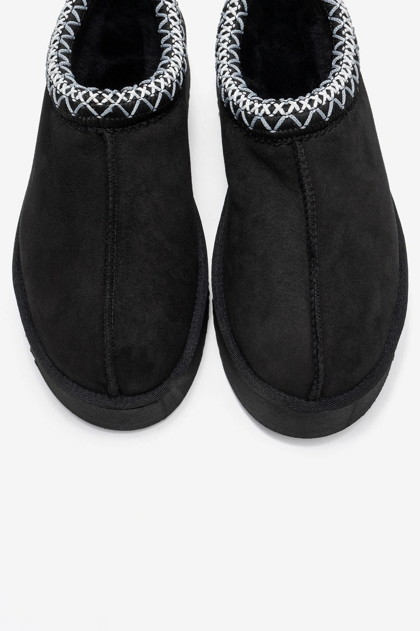 Resim Luvi Shoes Avelıa Siyah Süet Hakiki Deri Dikişli Kadın Kalın Tabanlı Kışlık Terlik Siyah 