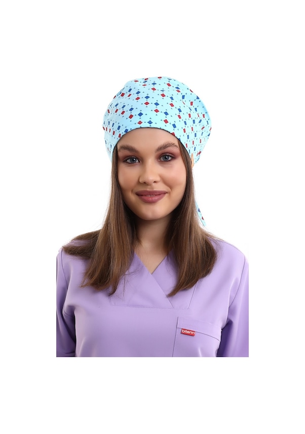 Resim Turkuaz Baklava Desenli Cerrahi Bone - Doktor Bone-Standart-2404 Turkuza Baklava 