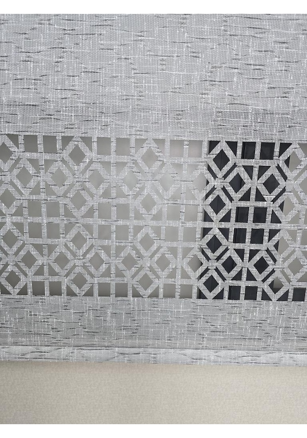 Resim Bbb Keten Kumaşlı Lazer Kesim Tül Stor Perde Mlt1004 Antrasit 