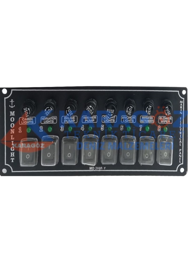 MOONLIGHT YATAY 8'Lİ SWITCH PANEL SİGORTALI